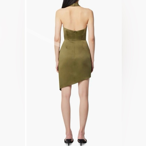 ELLIAT | Camo Asymmetric Satin Cocktail Dress in Khaki Green, NWT, Large - Picture 2 of 4